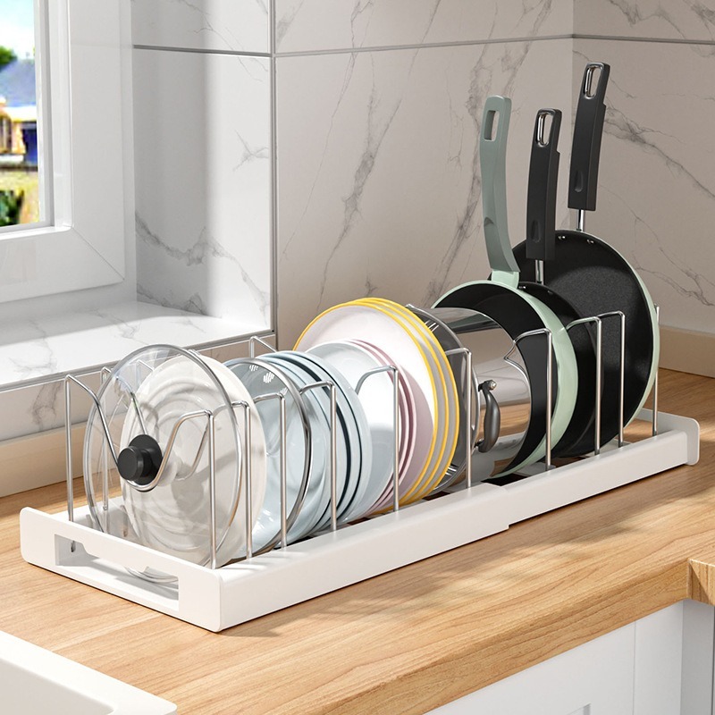 Commercial Kitchen Supplies - Expandable Kitchen Cabinet Pot Organizer -
