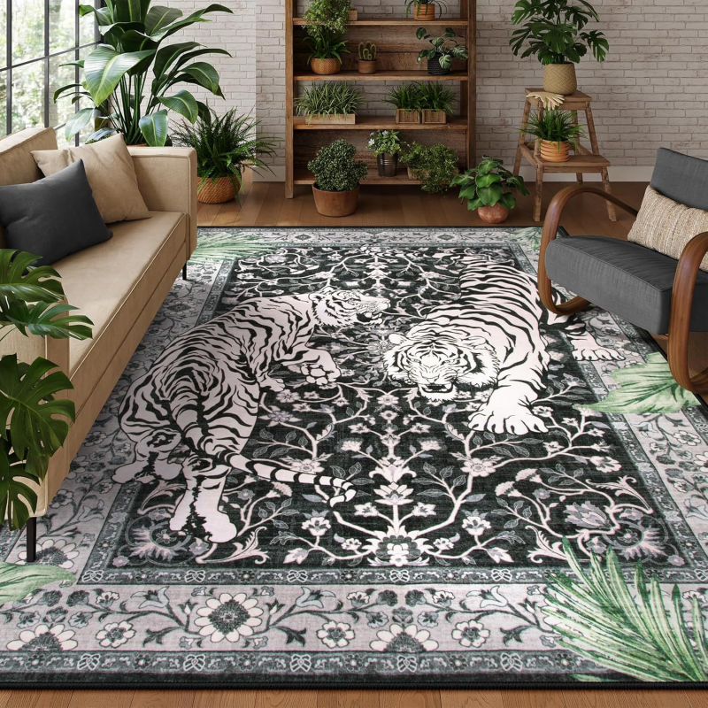 VIKAMA Boho Tiger Pattern Area - مراجعة Commercial Dishwasher Table وسعره