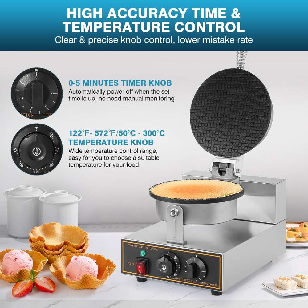 1200W Commercial Waffle Cone M - مراجعة Waffle Maker Commercial وسعره