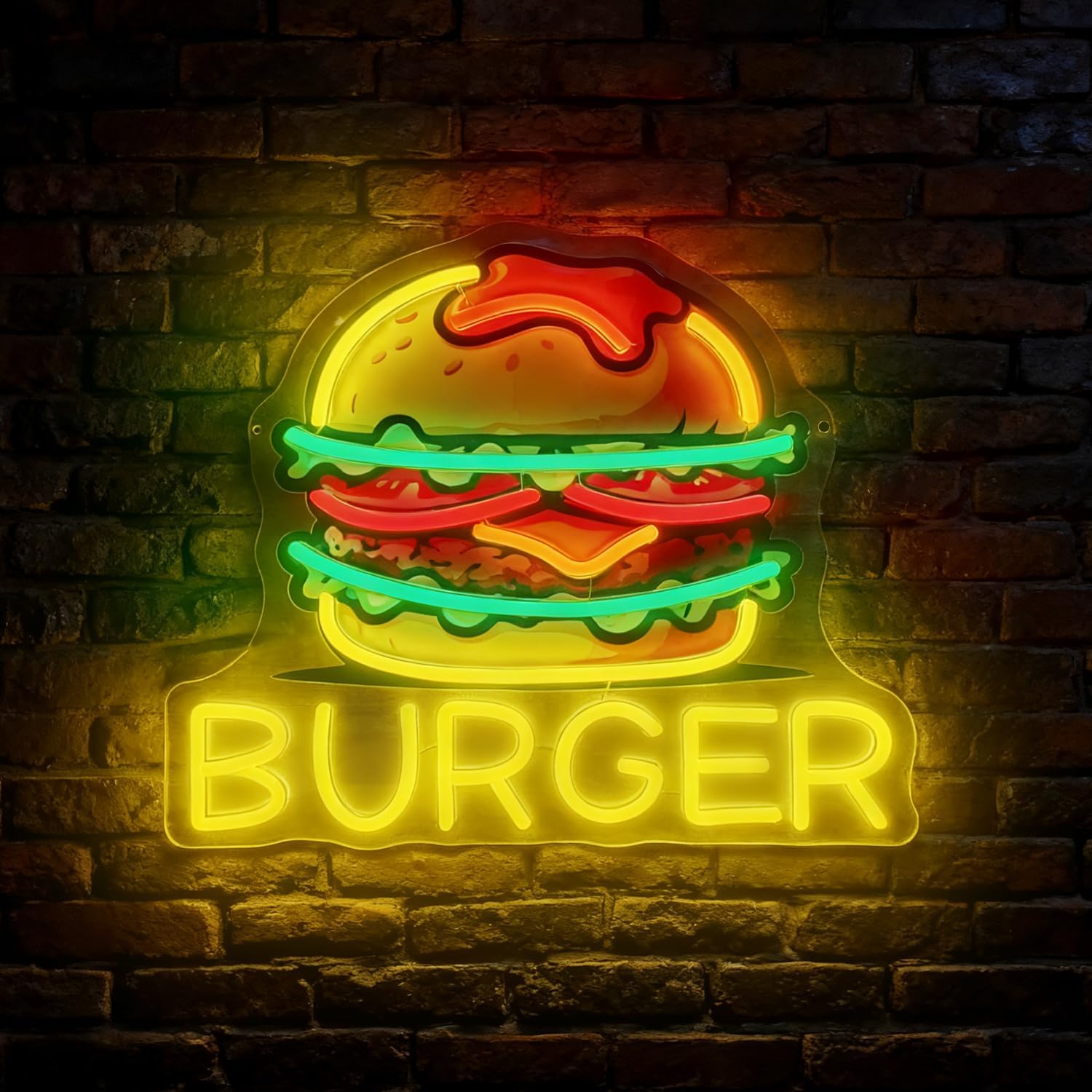 Burger Neon Sign, LED Hamburge - مراجعة Commercial Kitchen Walls وسعره