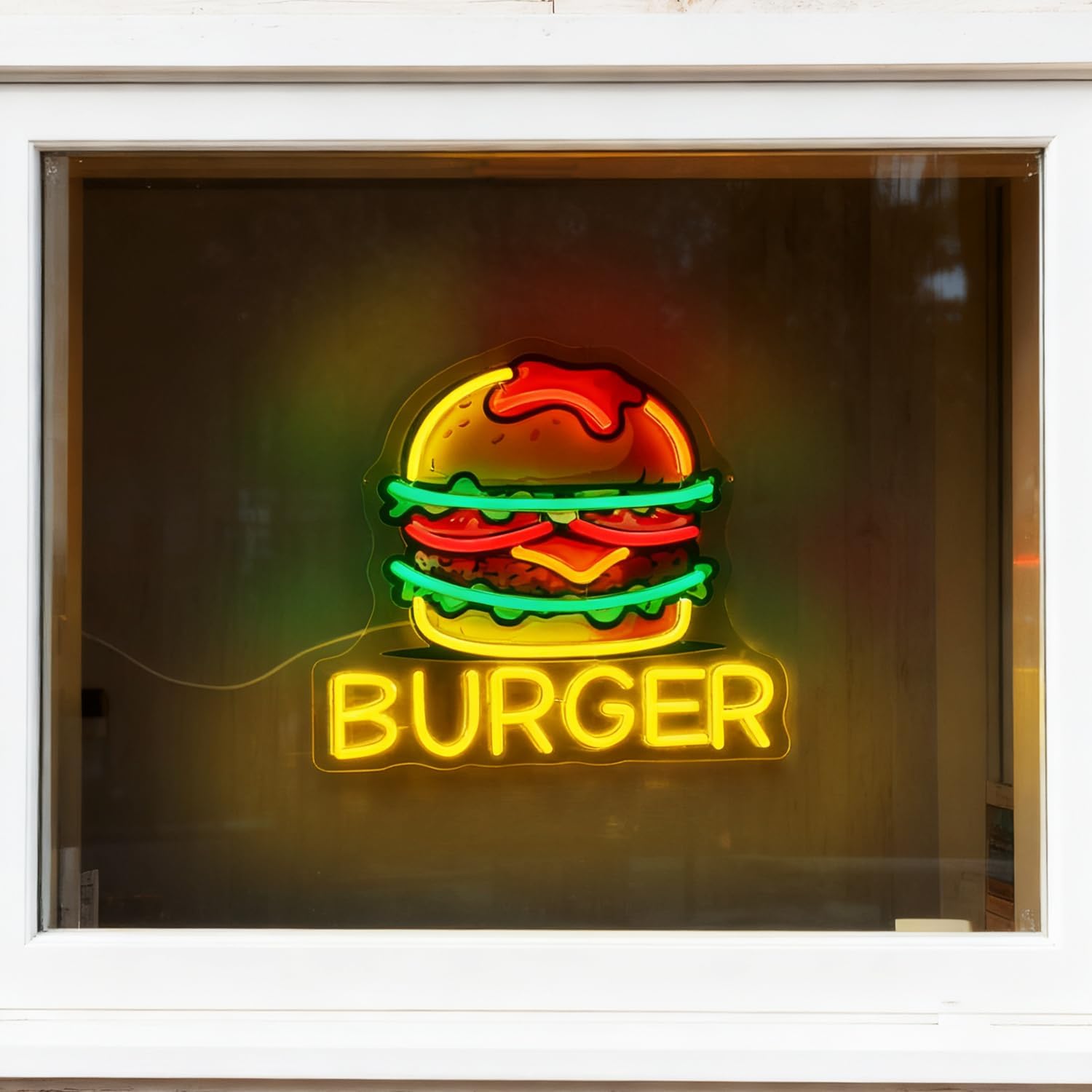 Burger Neon Sign, LED Hamburge - مراجعة Commercial Kitchen Walls وسعره