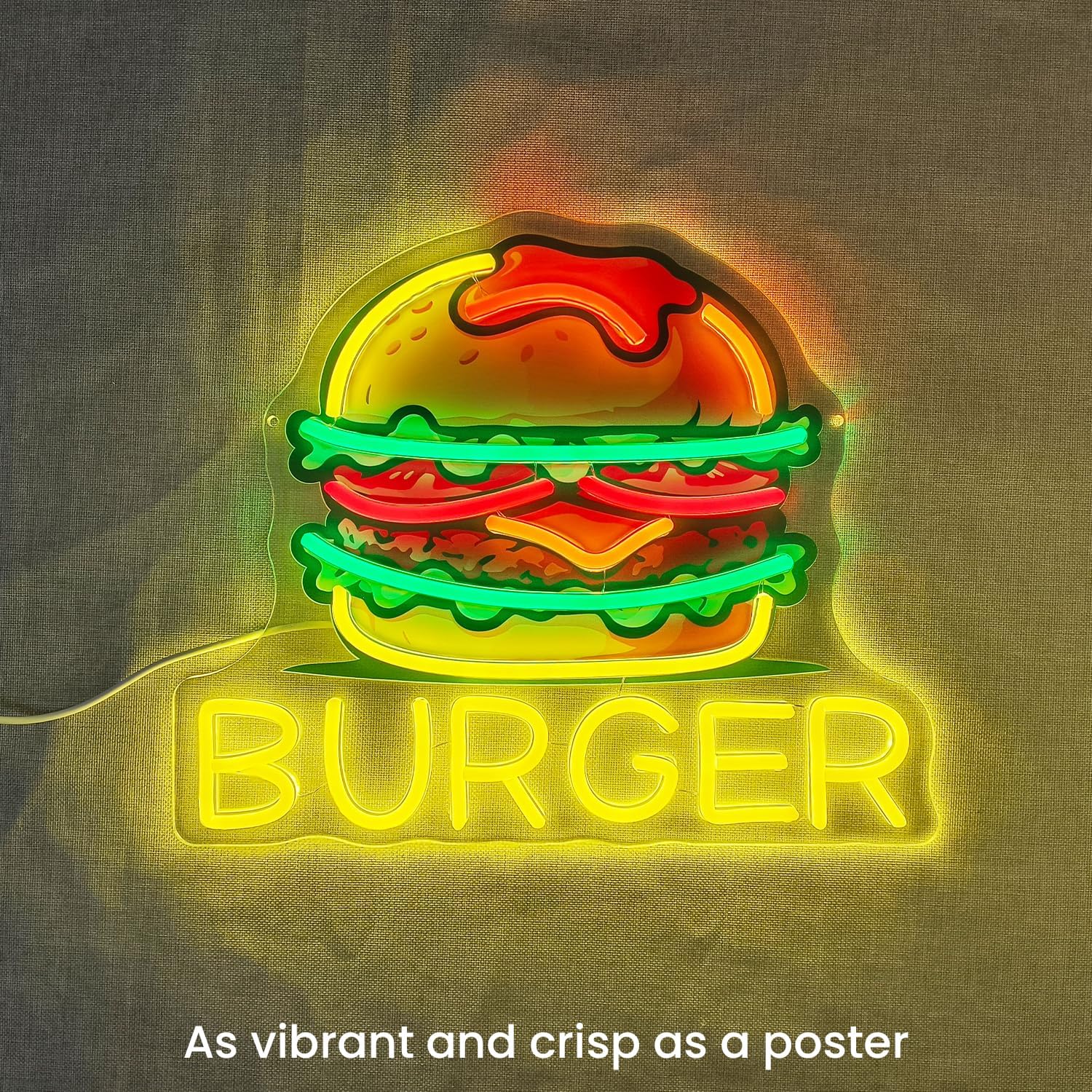 Burger Neon Sign, LED Hamburge - مراجعة Commercial Kitchen Walls وسعره