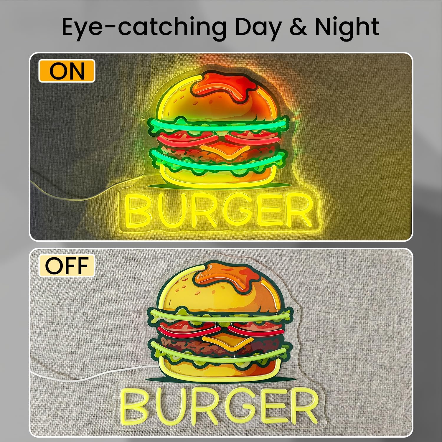 Burger Neon Sign, LED Hamburge - مراجعة Commercial Kitchen Walls وسعره
