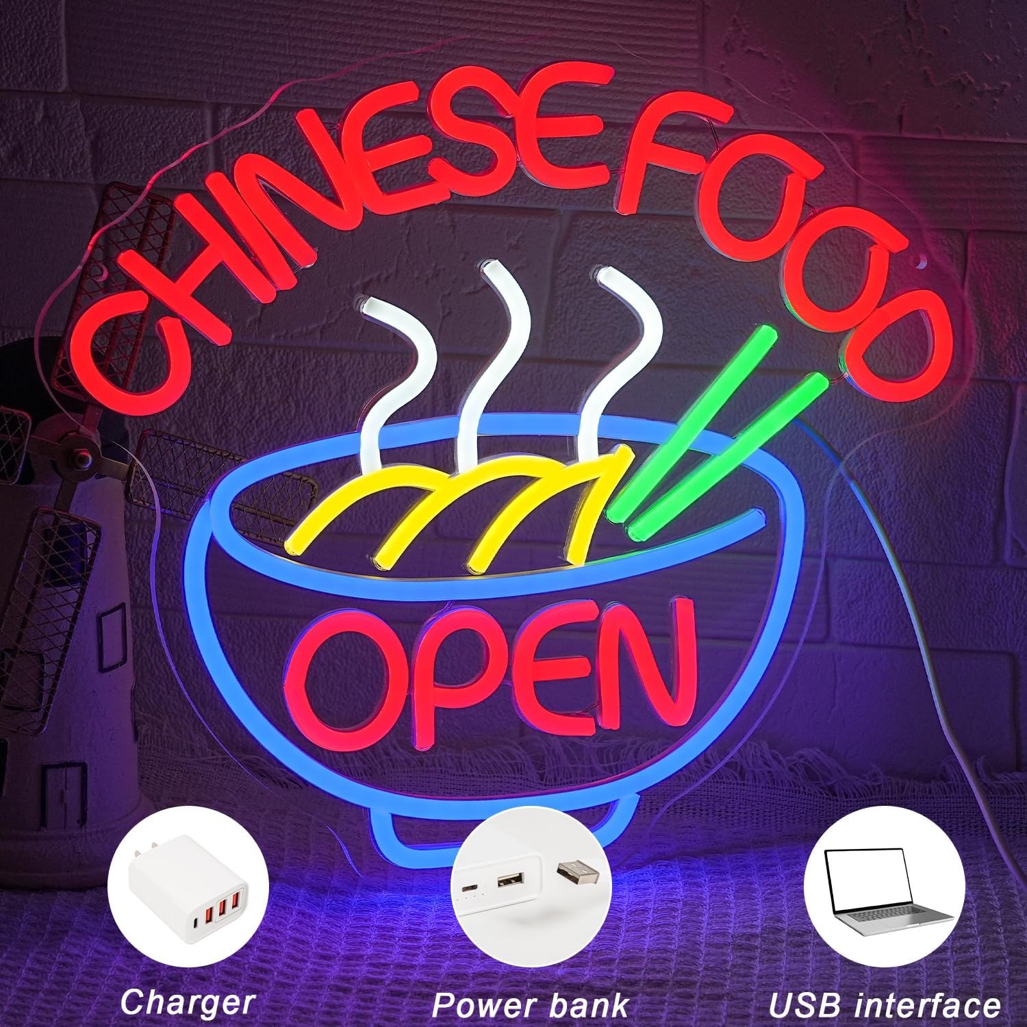 CHINESE FOOD Neon Sign Ramen N - مراجعة Commercial Kitchen Walls وسعره