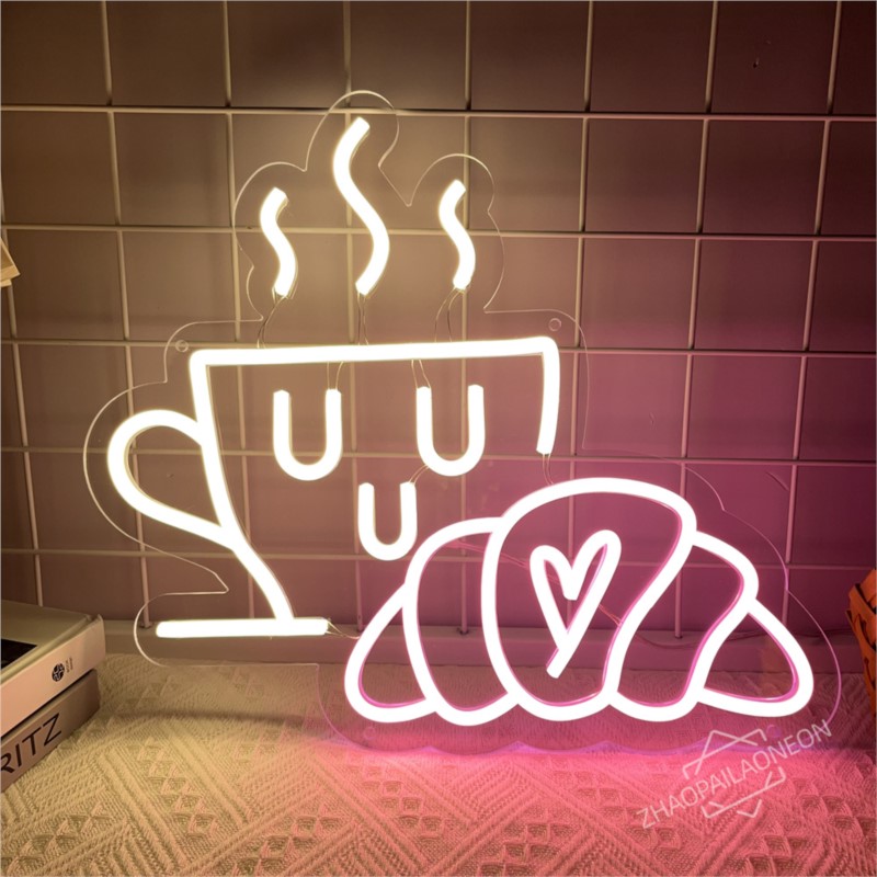 Coffee Bread Neon Sign Croissa - مراجعة Commercial Kitchen Walls وسعره