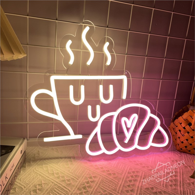 Coffee Bread Neon Sign Croissa - مراجعة Commercial Kitchen Walls وسعره