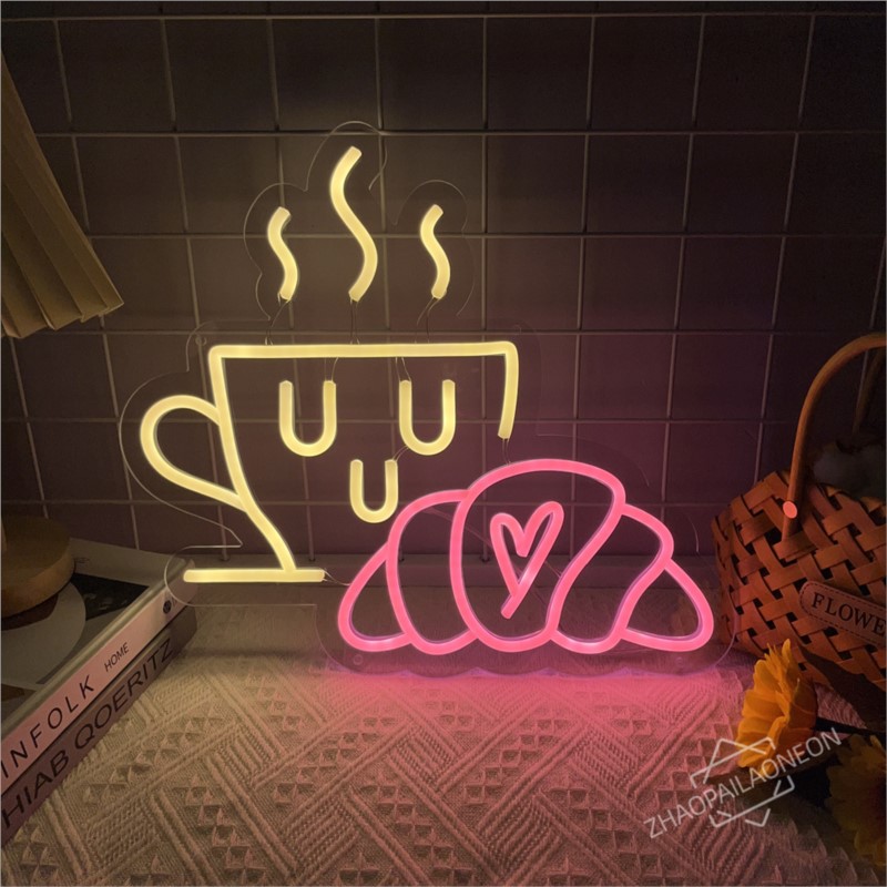 Coffee Bread Neon Sign Croissa - مراجعة Commercial Kitchen Walls وسعره