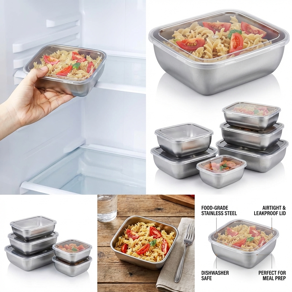 5PCS Stainless Steel Food Stor - مراجعة Commercial Kitchen Supplies وسعره