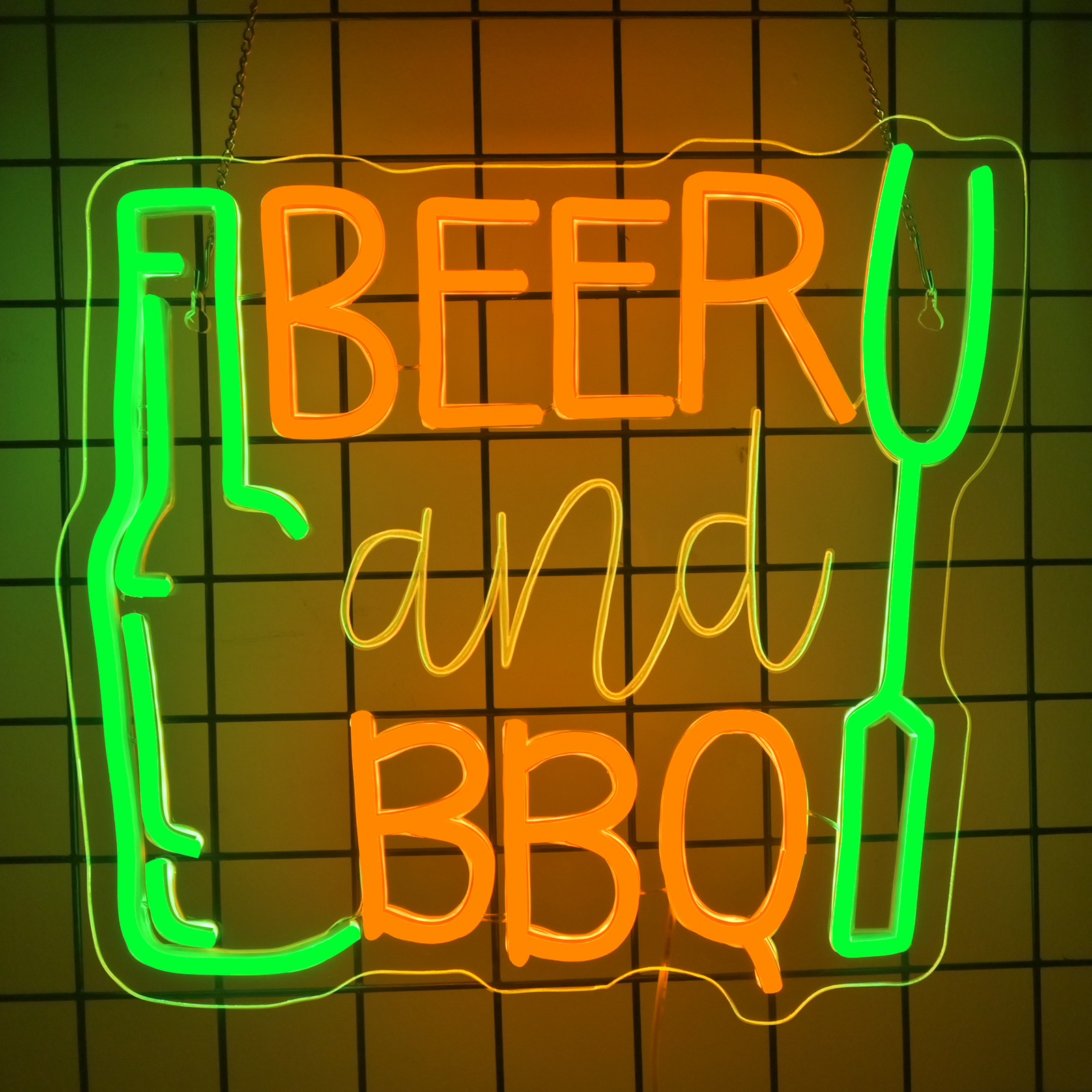 Beer and BBQ Neon Sign Dimmabl - مراجعة Commercial Kitchen Walls وسعره