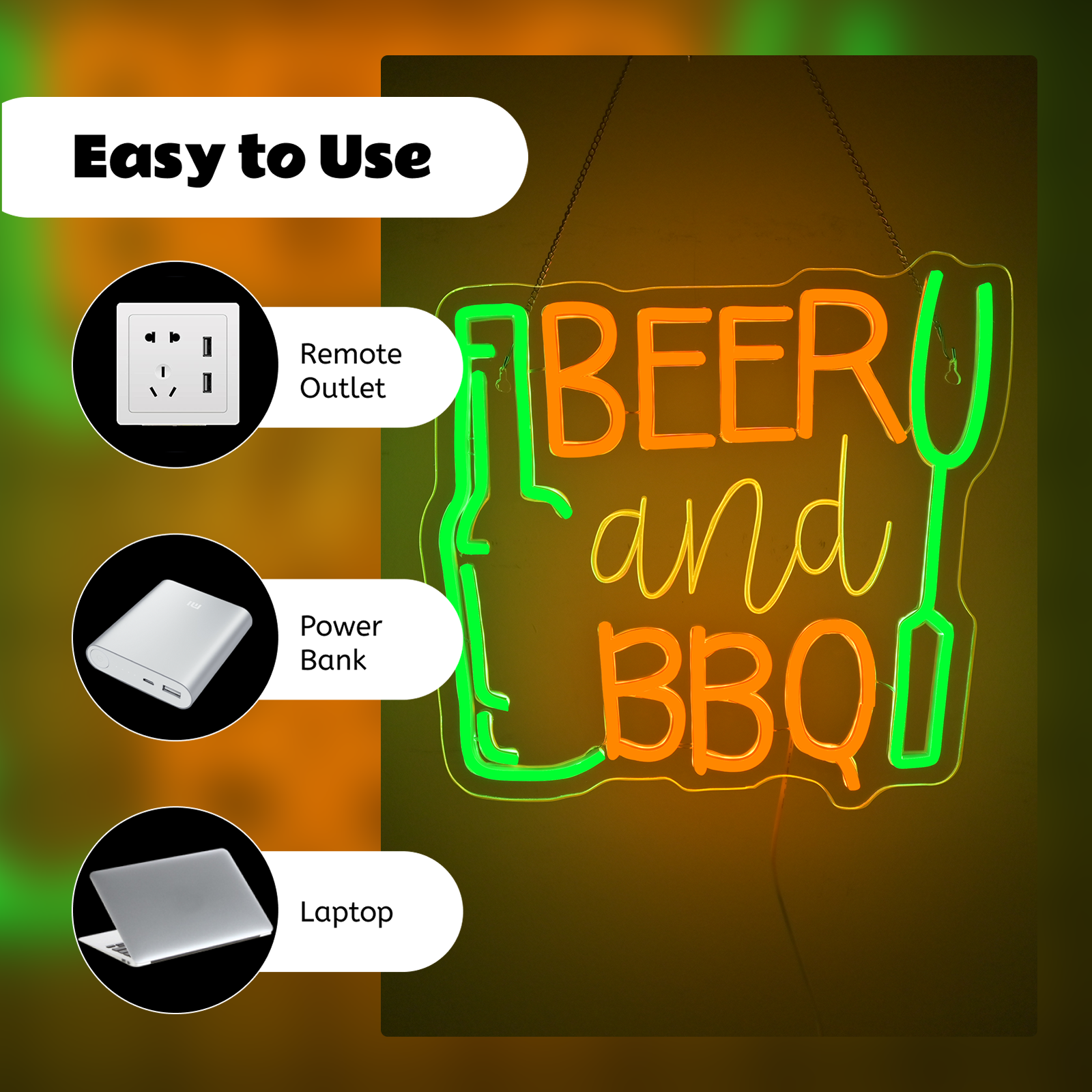 Beer and BBQ Neon Sign Dimmabl - مراجعة Commercial Kitchen Walls وسعره