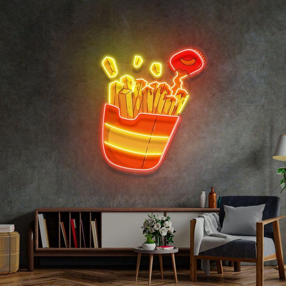 Custom French Fries Neon Sign  - مراجعة Commercial Kitchen Walls وسعره