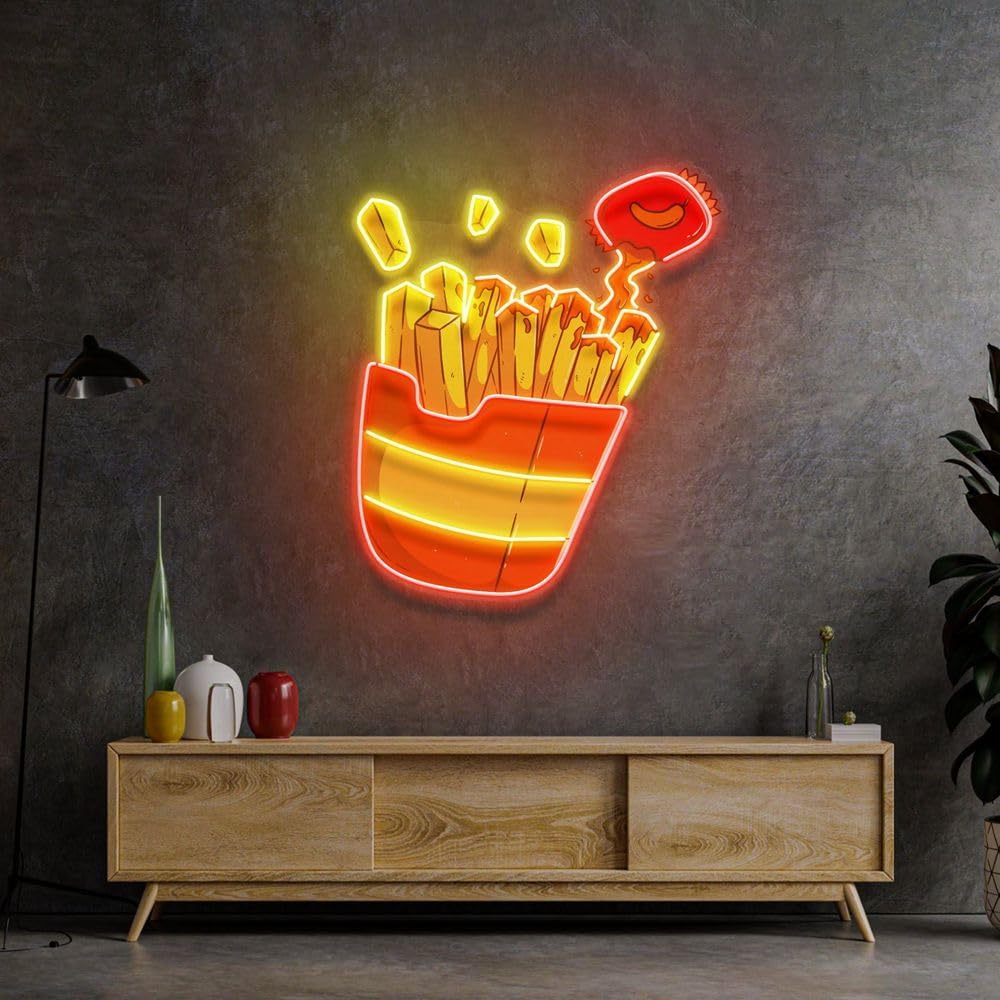 Custom French Fries Neon Sign  - مراجعة Commercial Kitchen Walls وسعره