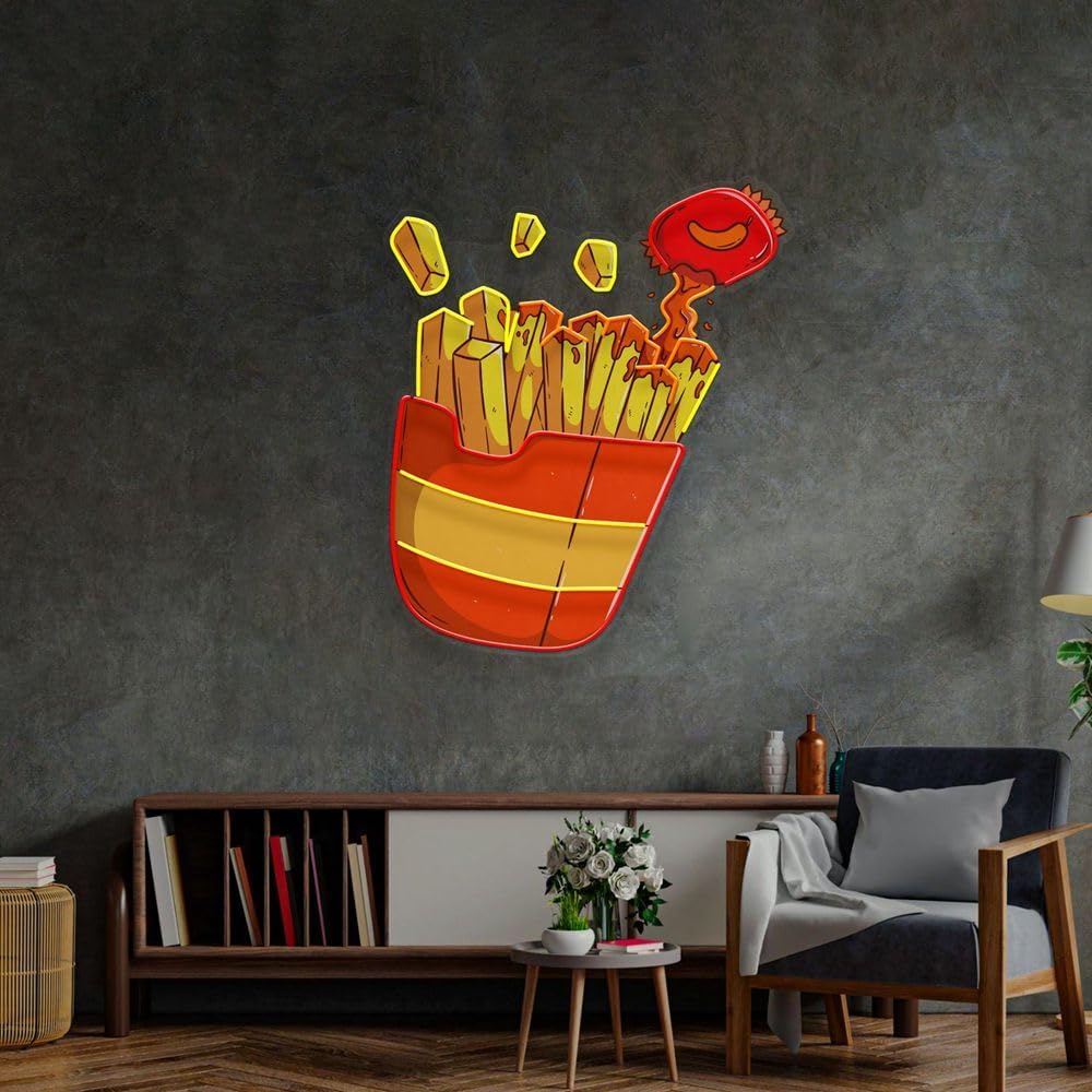 Custom French Fries Neon Sign  - مراجعة Commercial Kitchen Walls وسعره