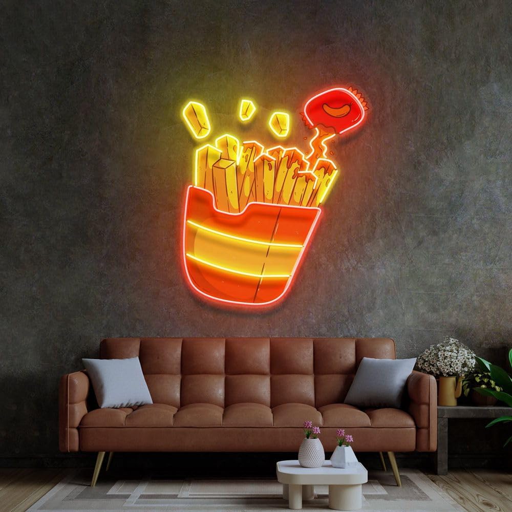 Custom French Fries Neon Sign  - مراجعة Commercial Kitchen Walls وسعره