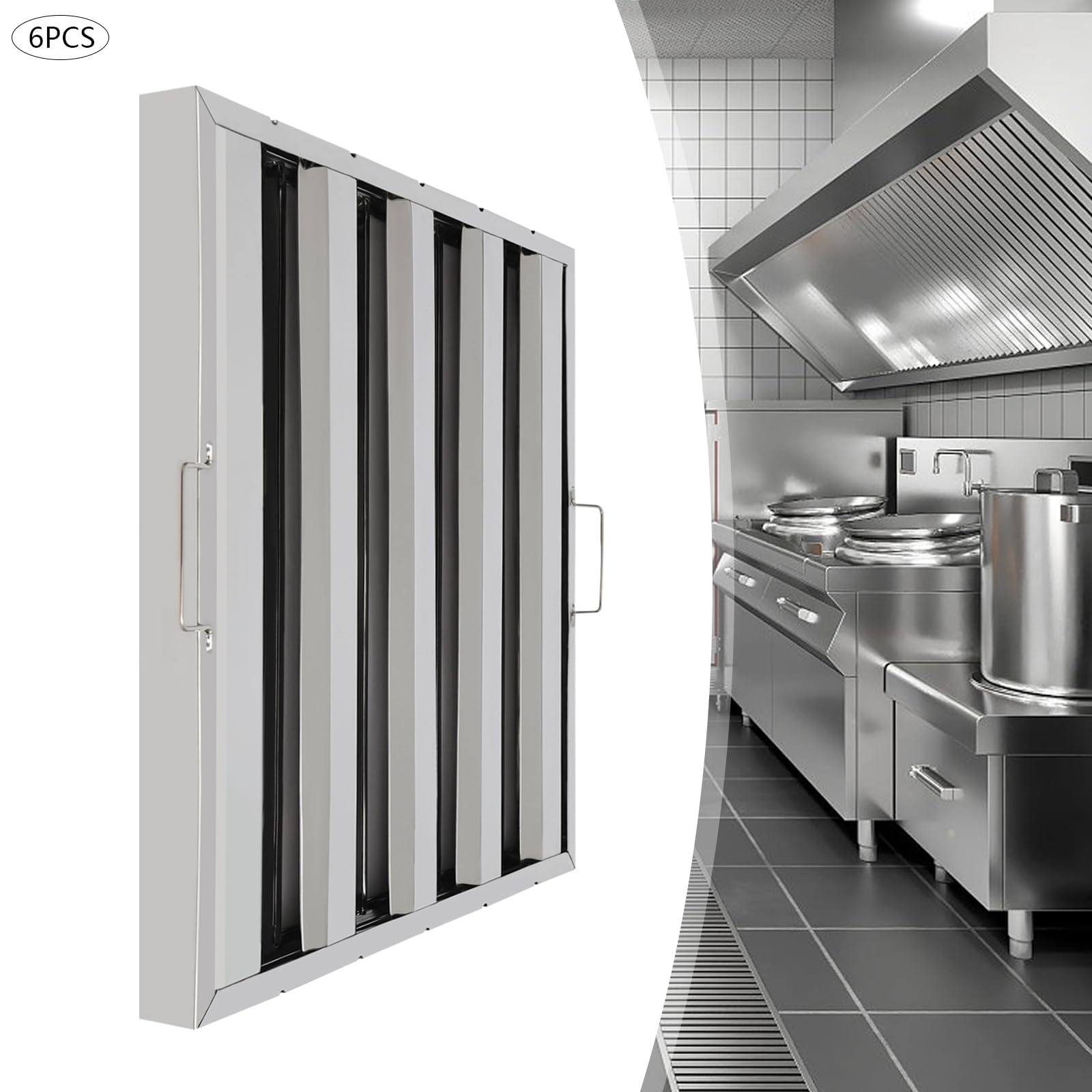 6 Pack Hood Filters, Stainless - مراجعة Commercial Kitchen Range Hood وسعره