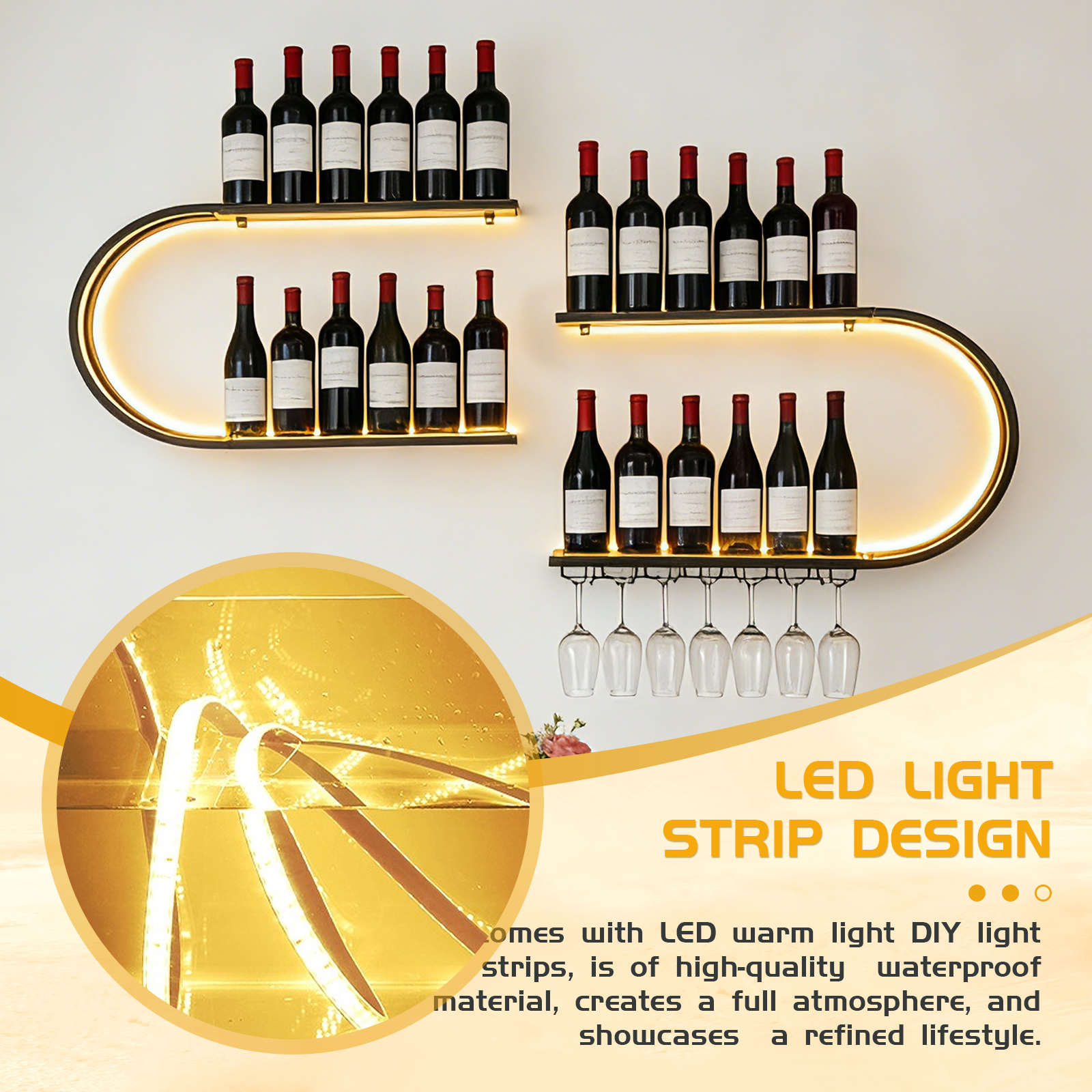 4-Tiers Wall Mounted Wine Rack - مراجعة Commercial Kitchen Walls وسعره