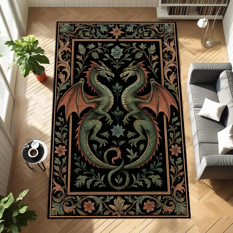 Folk Art Dragon Theme Rug Carp - مراجعة Commercial Dishwasher Table وسعره