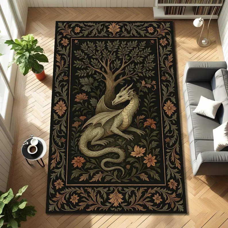 Folk Art Dragon Theme Rug Carp - مراجعة Commercial Dishwasher Table وسعره