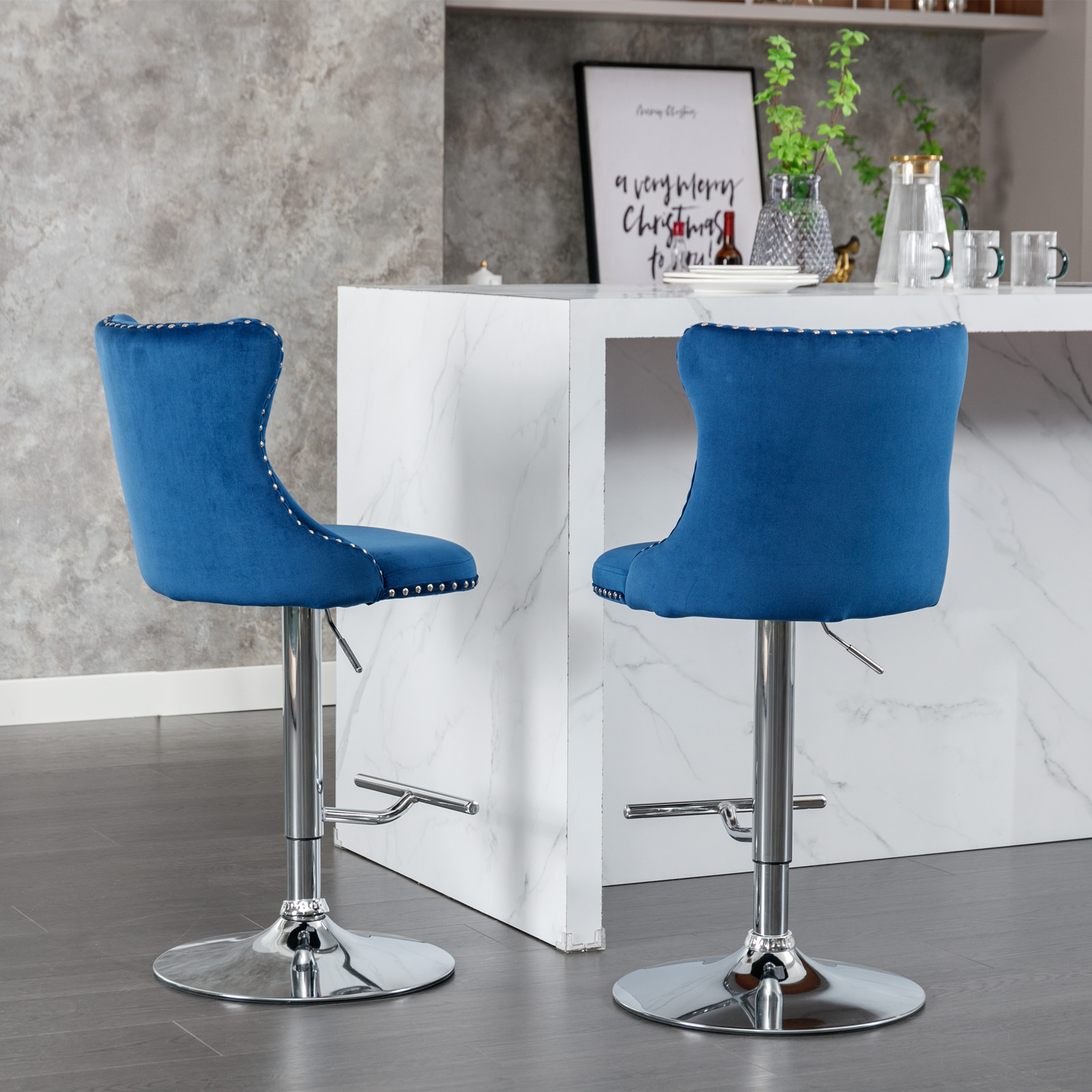 2PCS Swivel Velvet Bar Stools  - مراجعة Commercial Kitchen And Bar وسعره